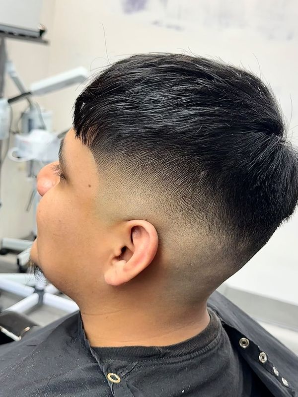 High fade with a textured top